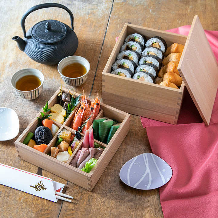 松屋漆器店 白木塗 タモ 九つ切 仕切り 6.0 重箱用