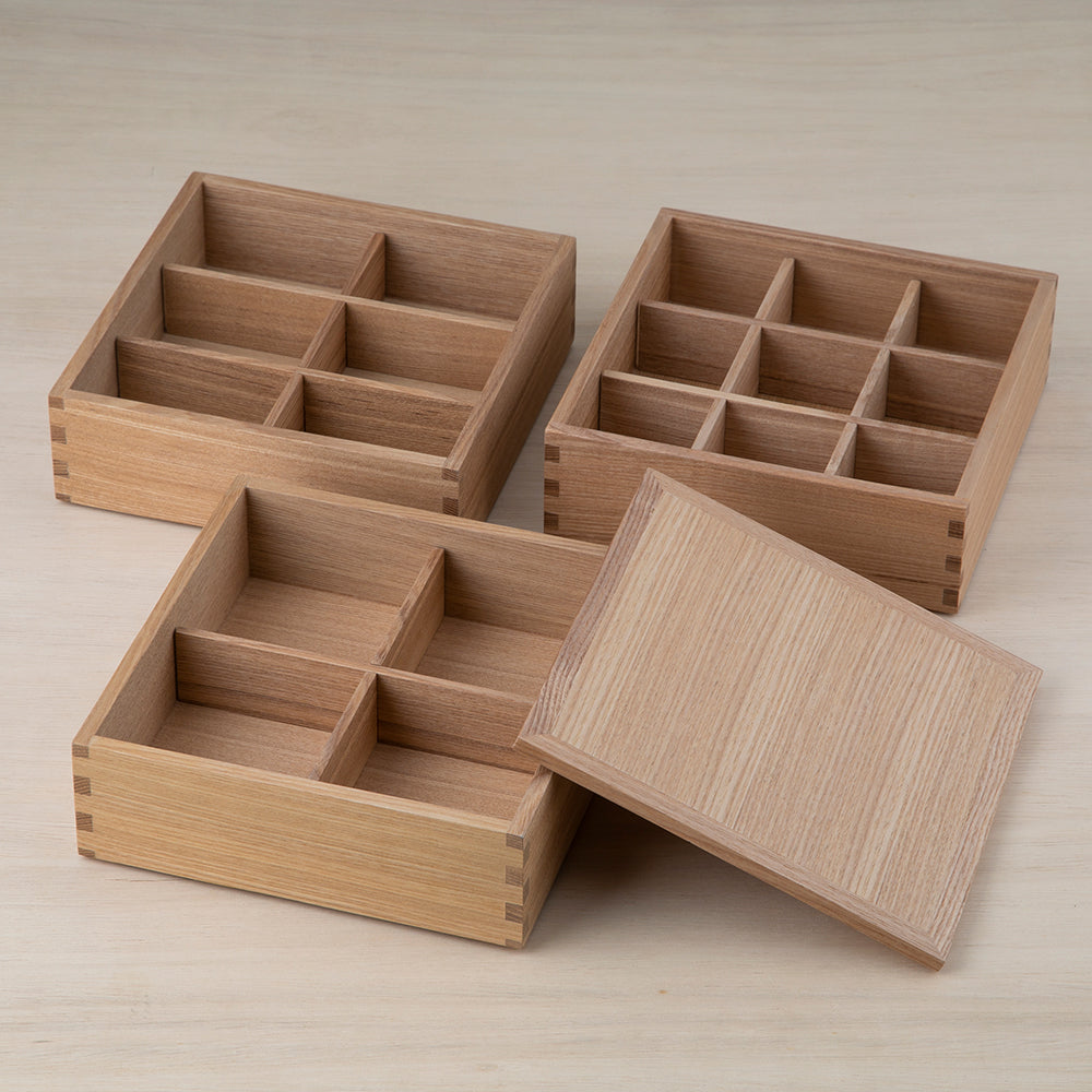 松屋漆器店 白木塗 タモ 六つ切 仕切り 6.0 重箱用