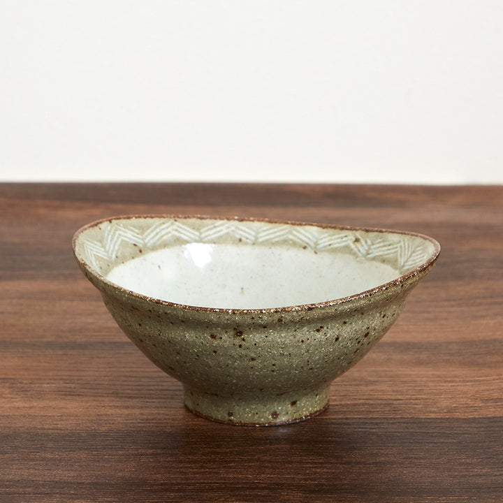 白水工房 粉引楕円鉢・小