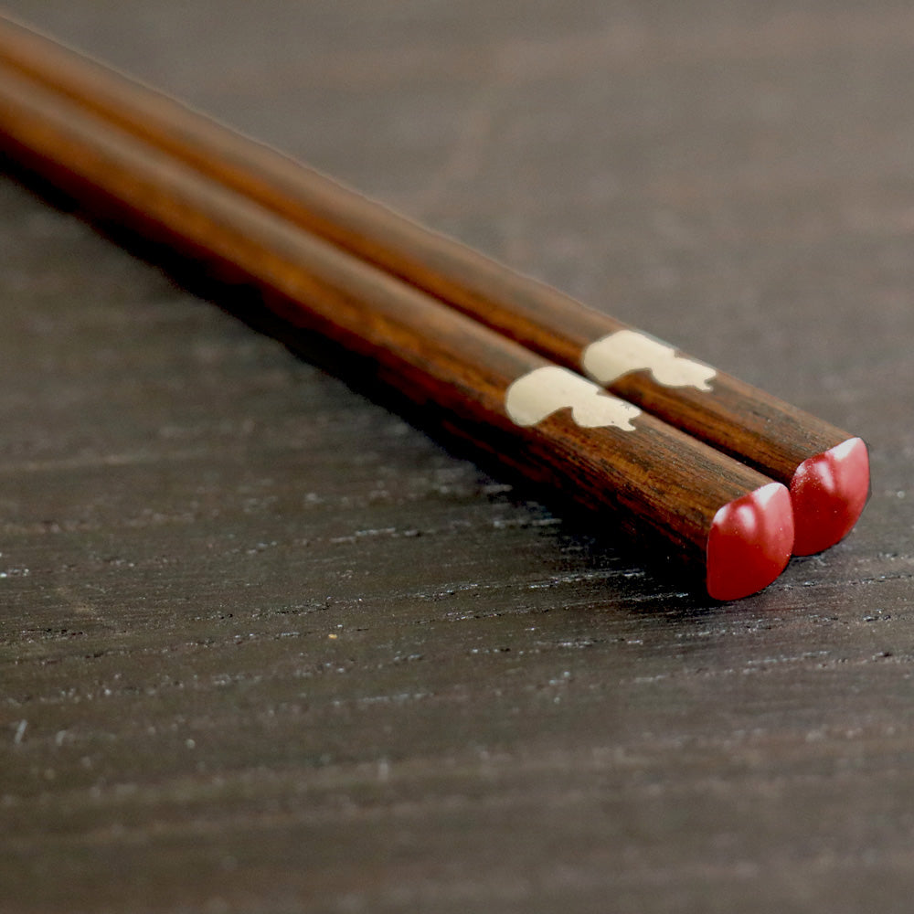土直漆器 直右ヱ門 丸箸(拭漆喰先蒔地)ひさご 2種