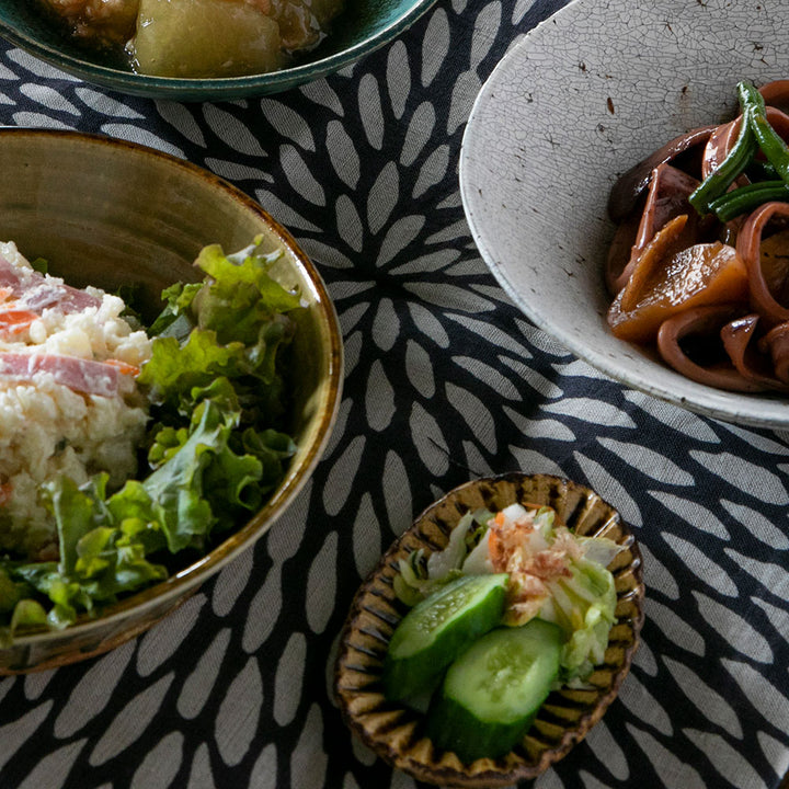 飴釉しのぎ小判豆皿